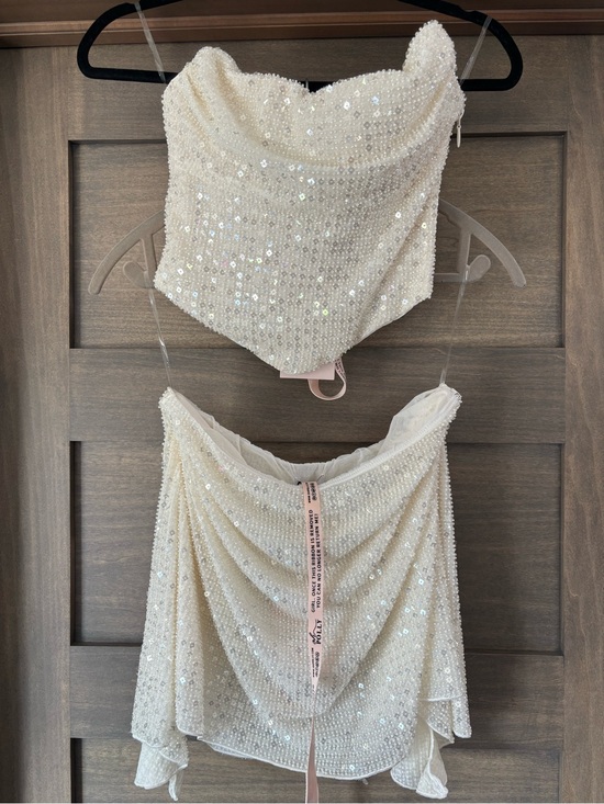 Oh Polly Dresses & Skirts - Oh Polly Ivory Mesh Bustier Top and Mini Skirt